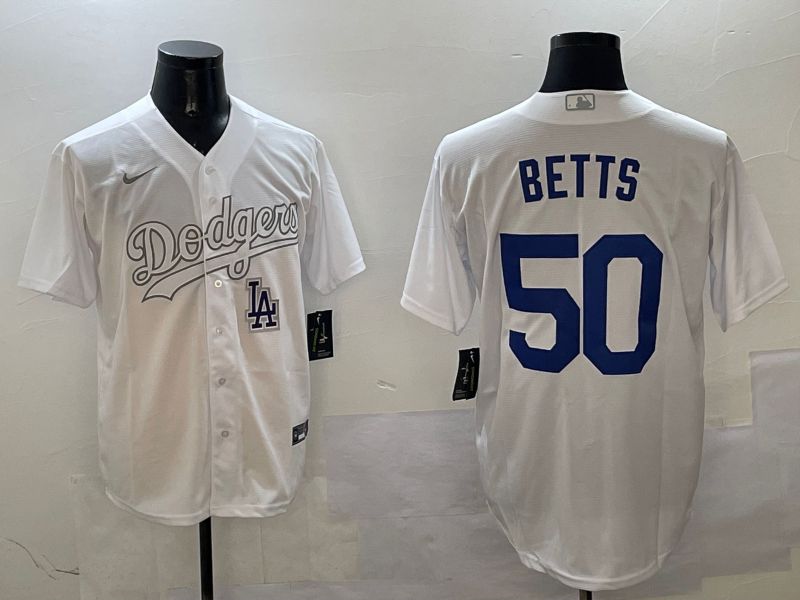 Men Los Angeles Dodgers #50 Betts White Fashion Edition Game 2025 Nike MLB Jersey style 12